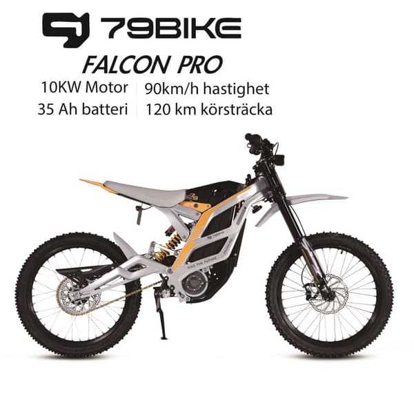 79BIKE Falcon Pro, 10 kW motor, 72V 35Ah batteri, räckvidd 120 km, toppfart 85 km/h,Elektrisk Dirt Bike--Vitgul