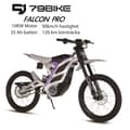 Miniatyrbild 1 av 11: 79BIKE Falcon Pro, 10 kW motor, 72V 35Ah batteri, räckvidd 120 km, toppfart 85 km/h,Elektrisk Dirt Bike--Vit-lila
