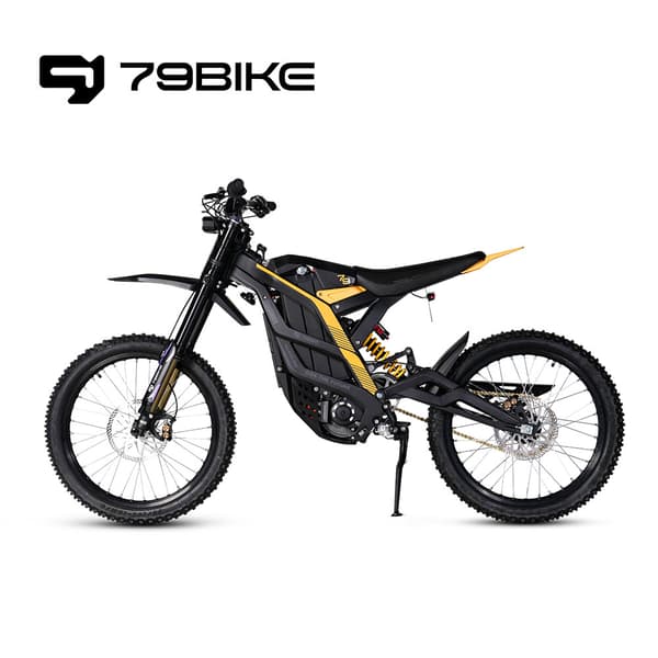 79BIKE Falcon Pro, 10 kW motor, 72V 35Ah batteri, räckvidd 120 km, toppfart 85 km/h,Elektrisk Dirt Bike- Svart och gul