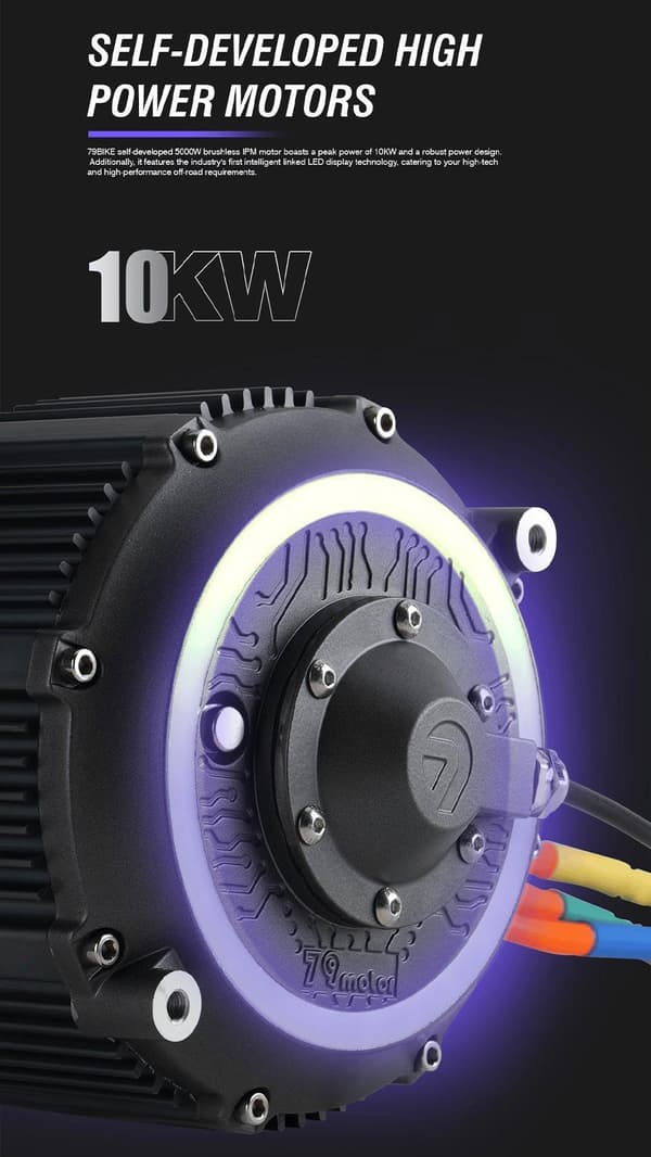 79BIKE Falcon Pro, 10 kW motor, 72V 35Ah batteri, räckvidd 120 km, toppfart 85 km/h,Elektrisk Dirt Bike- Svartlila