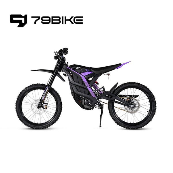 79BIKE Falcon Pro, 10 kW motor, 72V 35Ah batteri, räckvidd 120 km, toppfart 85 km/h,Elektrisk Dirt Bike- Svartlila