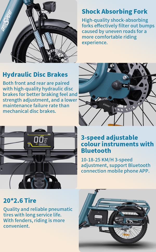 ONESPORT OT01 27AH batteri, 650W motor, 20*2,6 tums däck, 100 km räckvidd, 25 km/h hastighet, elcykel