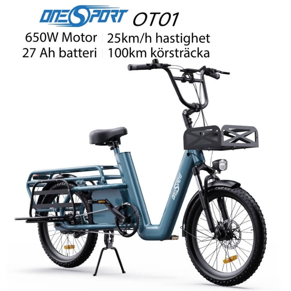 ONESPORT OT01 27AH batteri, 650W motor, 20*2,6 tums däck, 100 km räckvidd, 25 km/h hastighet, elcykel