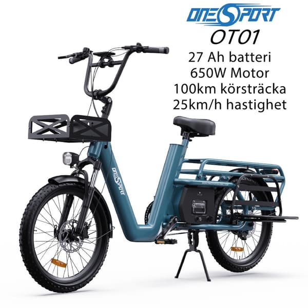ONESPORT OT01 20*2,6 tums däck, 100 km räckvidd, 27AH batteri, 650W motor, 25 km/h hastighet, elcykel