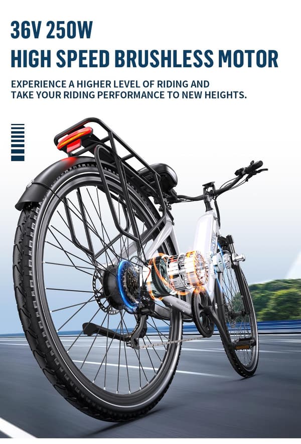 ONESPORT OT05 Pro 250W motor, 22,5AH batteri, 700C*50C däck, 140 km räckvidd, 25 km/h hastighet, elcykel