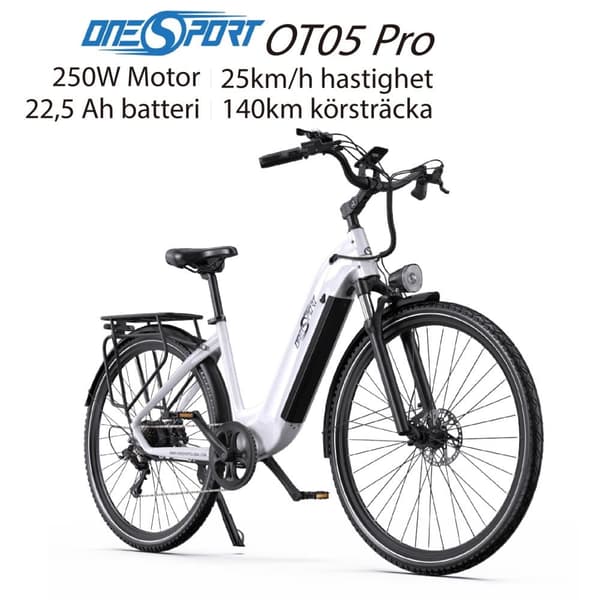 ONESPORT OT05 Pro 22,5AH batteri, 250W motor, 700C*50C däck, 140 km räckvidd, 25 km/h hastighet, elcykel