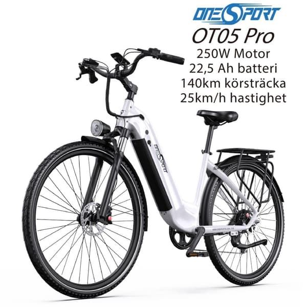 ONESPORT OT05 Pro 22,5AH batteri, 140 km räckvidd, 250W motor, 700C*50C däck, 25 km/h hastighet, elcykel