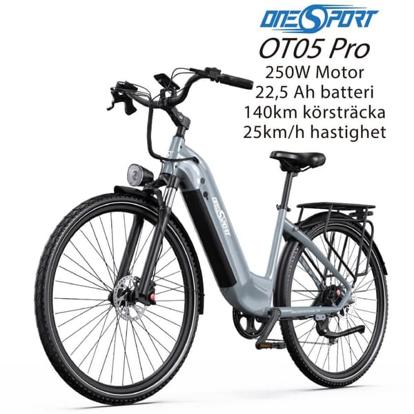 ONESPORT OT05 Pro 22,5AH batteri, 140 km räckvidd, 250W motor, 700C*50C däck, 25 km/h hastighet, elcykel