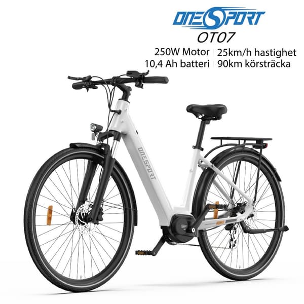 ONESPORT OT07 10,4AH batteri, 250W motor, 700C*45C däck, 90 km räckvidd, 25 km/h hastighet, hydraulisk skivbroms, elcykel