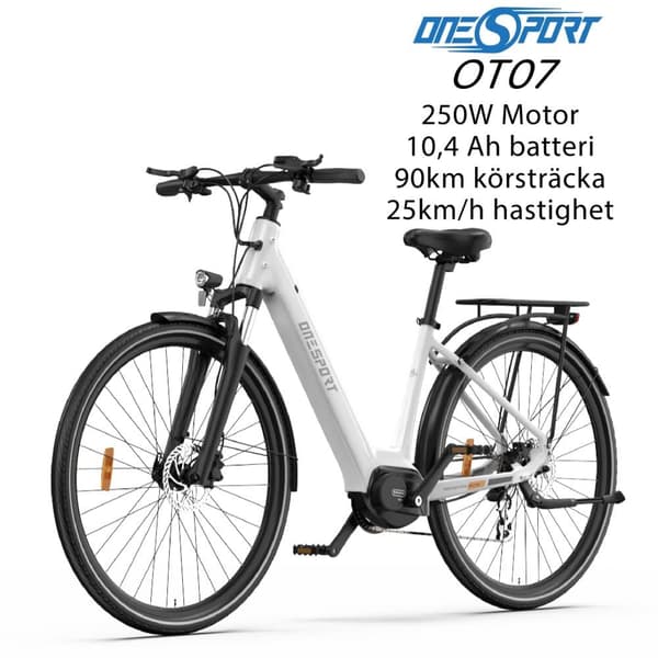 ONESPORT OT07 10,4AH batteri, 90 km räckvidd, 250W motor, 25 km/h hastighet, 700C*45C däck, hydraulisk skivbroms, elcykel Trä