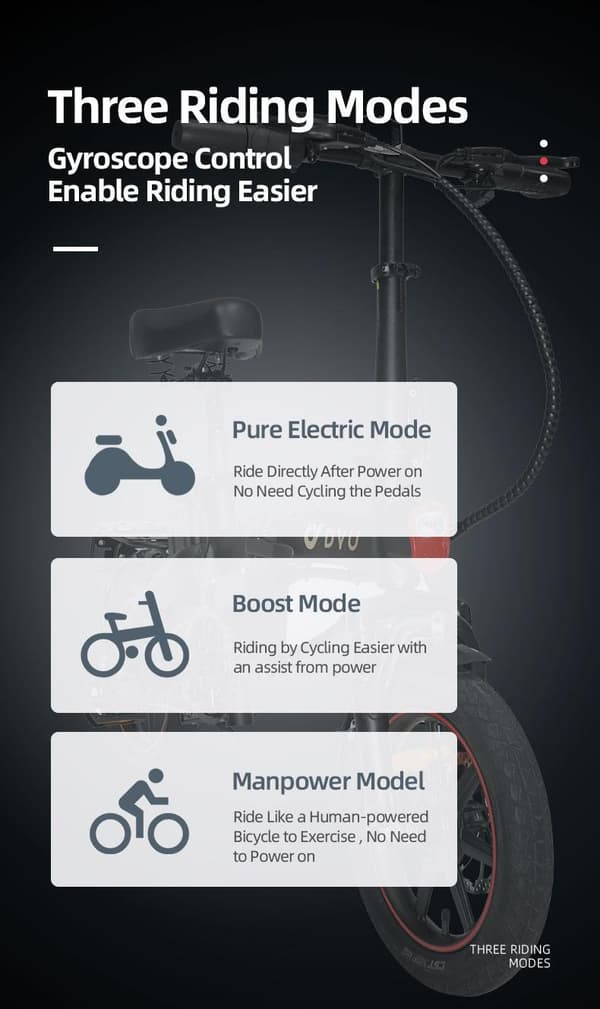 DYU A5 48V 350W Hopfällbar Elscooter | 45 km Räckvidd & Ultrakompakt Design - Idealisk Elcykel för Stadspendling