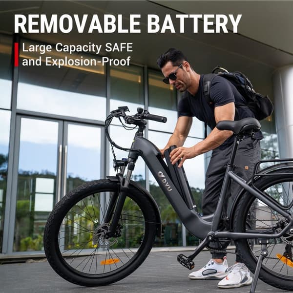 DYU C1 350W Elcykel | 55 km räckvidd och 26" allroaddäck - Högpresterande pendlings-elcykel med dubbla skivbromsar