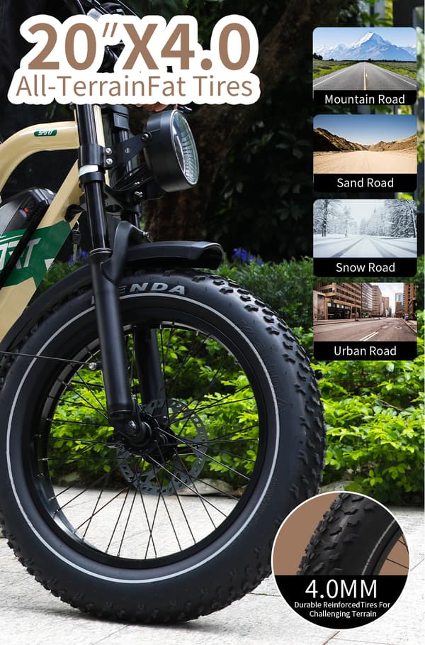 ONESPORT W66 500W motor, 13,5AH batteri, 20*4,0 tum däck, 100 km räckvidd, 25 km/h hastighet, elcykel