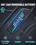 Miniatyrbillede 5 af 11: Elcykel RIDSTAR FM001, 2 sæder, 20", 1000W motor, 48V 15Ah batteri, tykke dæk