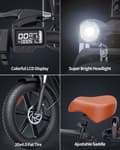 Miniatyrbillede 7 af 11: Elcykel RIDSTAR FM001, 2 sæder, 20", 1000W motor, 48V 15Ah batteri, tykke dæk
