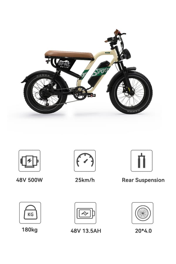 ONESPORT W66 13,5AH batteri, 100 km räckvidd, 500W motor, 25 km/h hastighet, 20*4,0 tum däck, elcykel