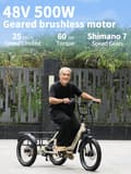 Miniatyrbillede 10 af 11: Elektrisk trehjulet cykel til last ONESPORT OT30 Pro, 500W 48V 18Ah, understøtter app