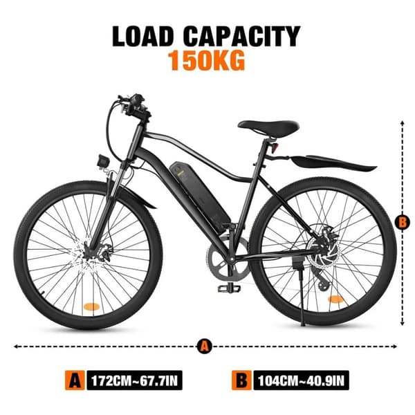 iScooter EB3 City -sähköpyörä, 500 W 36 V 10,4 Ah, toimintasäde 75–100 km, musta