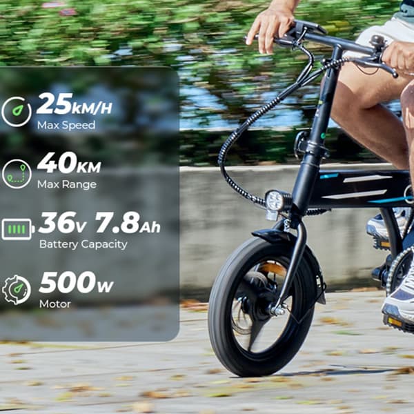 iScooter EB1 14" Mini City Elcykel, 350W, Maks. 25 km/t, Velegnet til teenagere
