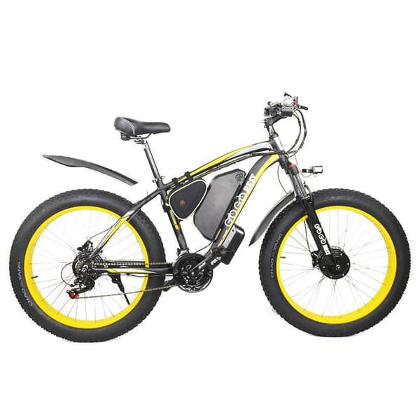 GOGOBEST GF700 26" sähkömaastopyörä, jossa on kaksi 500 W:n moottoria ja SHIMANO 27-vaihteinen vaihteisto