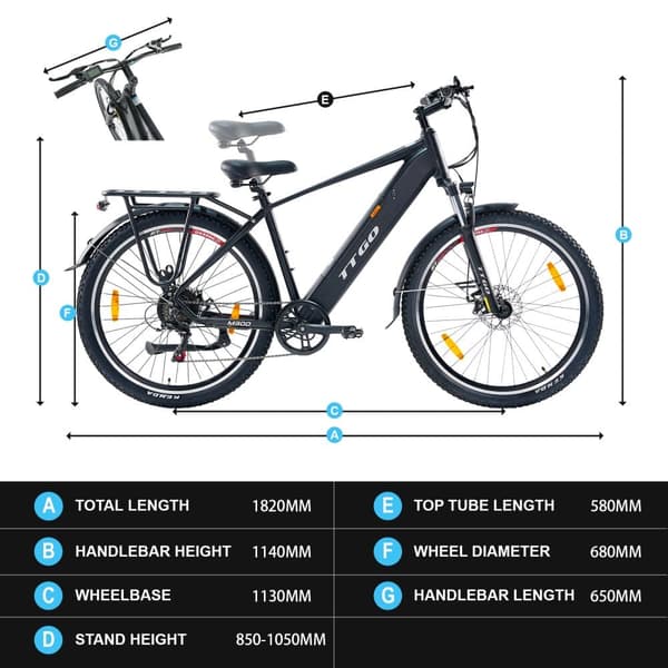 Sähköpyörä TTGO M310, 27,5", 500W 48V 15Ah, maastoajoon