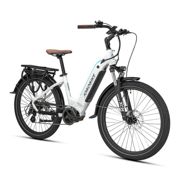 Kaupunkisähköpyörä JOBOBIKE Linda, 250 W keskimoottori, 36 V 14 Ah, naisille, valkoinen
