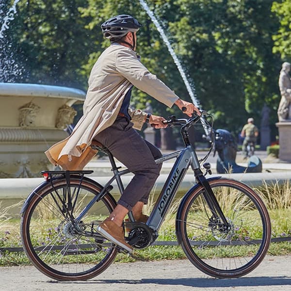 Herre elcykel JOBOBIKE Henry, 28", 250W Bafang mellemmotor, 36V 14Ah, grå