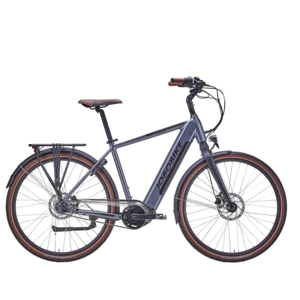 Herre elcykel JOBOBIKE Henry, 28", 250W Bafang mellemmotor, 36V 14Ah, grå