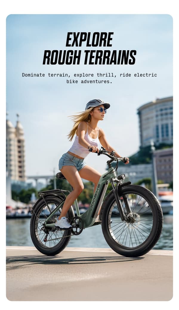 JOOBIKE J001 elcykel: 1000W motor, 90 km rækkevidde, off-road og pendler elcykel med Shimano 7-trins gear og LCD-skærm