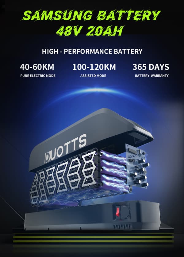 DUOTTS S26 20AH batteri, 2*750W motor, 120 km räckvidd, SHIMANO 7-växlad, hydrauliska skivbromsar, elcykel