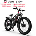 Miniatyrbild 1 av 11: DUOTTS S26 20AH batteri, 2*750W motor, 120 km räckvidd, SHIMANO 7-växlad, hydrauliska skivbromsar, elcykel