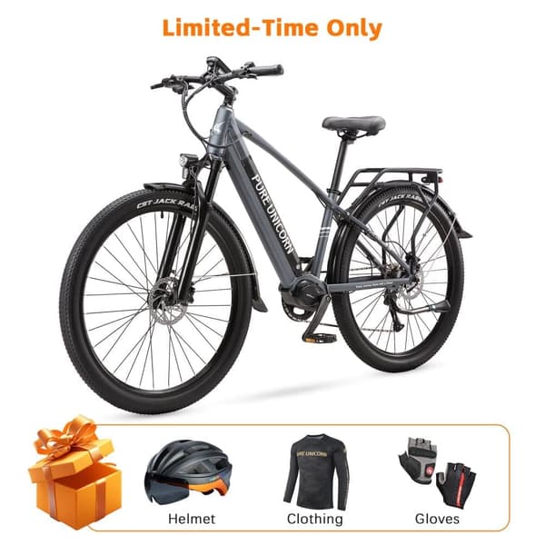 Elektrisk pendlercykel PURE UNICORN U6, 48V 500W midtermotor, 29", grå