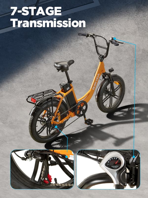 BURCHDA U2 15AH batteri, 1000W motor, 60 km räckvidd, 45 km/h hastighet, hydrauliska bromsar, SHIMANO 7-växlad, elcykel
