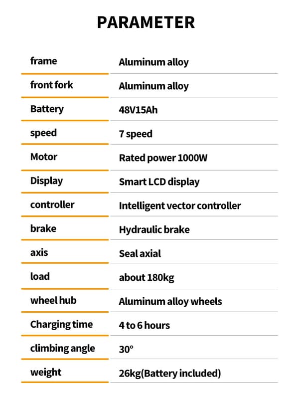 BURCHDA U2 15AH batteri, 1000W motor, 60 km räckvidd, 45 km/h hastighet, hydrauliska bromsar, SHIMANO 7-växlad, elcykel