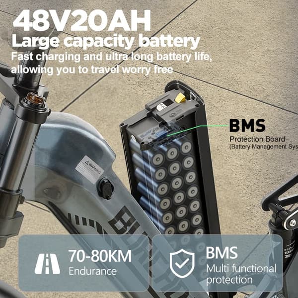 BURCHDA AZ20 - 2025 Fashion Urban Elcykel 20AH batteri, 80 km räckvidd, 1000W motor, 45 km/h hastighet, hydrauliska bromsar, SHIMANO 7-växlad