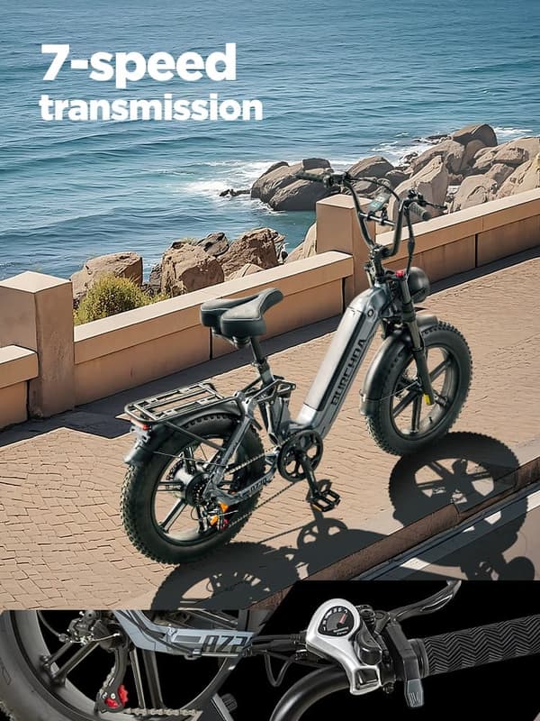 BURCHDA AZ20 - 2025 Fashion Urban Elcykel 20AH batteri, 80 km räckvidd, 1000W motor, 45 km/h hastighet, hydrauliska bromsar, SHIMANO 7-växlad