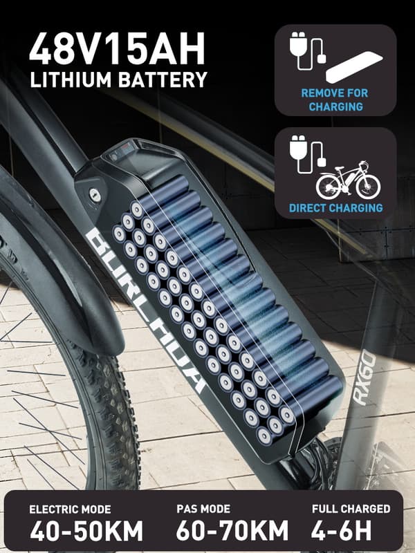 BURCHDA RX60 elcykel 15AH batteri, 800W motor, 70 km räckvidd, 45 km/h hastighet, SHIMANO 21 växlar, IP56 vattentäthetsklassning