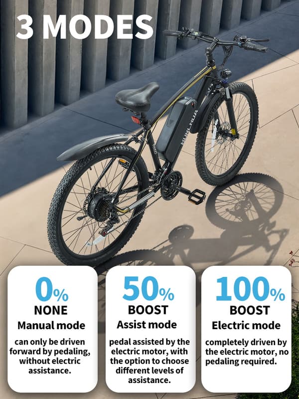 BURCHDA RX60 elcykel 15AH batteri, 800W motor, 70 km räckvidd, 45 km/h hastighet, SHIMANO 21 växlar, IP56 vattentäthetsklassning