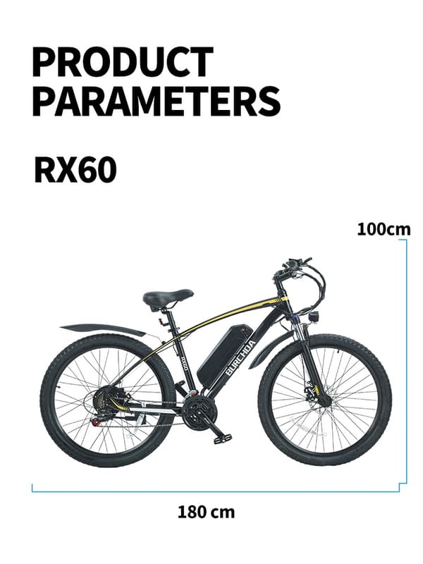 BURCHDA RX60 elcykel 15AH batteri, 800W motor, 70 km räckvidd, 45 km/h hastighet, SHIMANO 21 växlar, IP56 vattentäthetsklassning