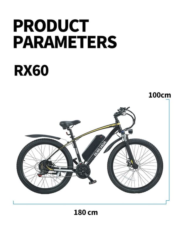 BURCHDA RX60 elcykel 15AH batteri, 800W motor, 45 km/h hastighet, 70 km räckvidd, SHIMANO 21 växlar, IP56 vattentäthetsklassning