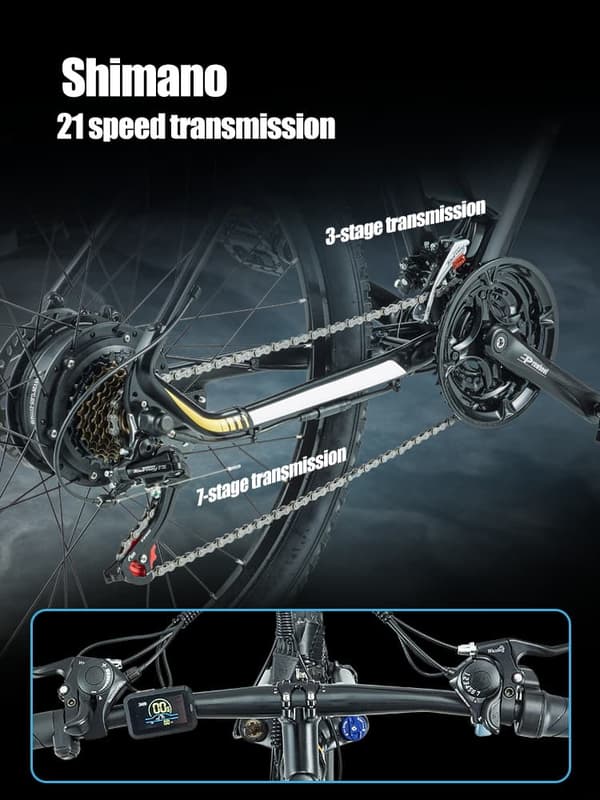 BURCHDA RX60 elcykel 15AH batteri, 800W motor, 45 km/h hastighet, 70 km räckvidd, SHIMANO 21 växlar, IP56 vattentäthetsklassning