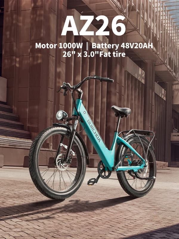 BURCHDA AZ26 elcykel 20AH batteri, 80km räckvidd, 1000W motor, 45km/h hastighet, SHIMANO 7-växlad
