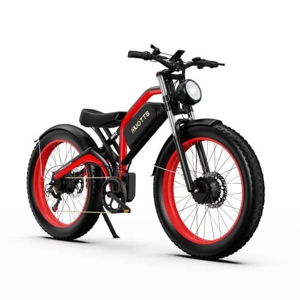 Elcykel Duotts N26 - Motor 750W*2 Batteri 48V20Ah Räckvidd 60KM Skivbromsar - Svart Röd