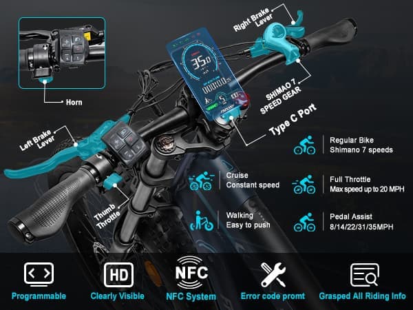FREESKY M520 elcykel 41AH batteri, 1200W motor, 257km räckvidd, 60km/h hastighet, 26*4.0 tums fettdäck