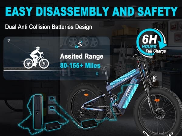 FREESKY M520 elcykel 41AH batteri, 1200W motor, 257km räckvidd, 60km/h hastighet, 26*4.0 tums fettdäck