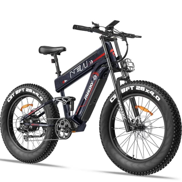 FREESKY M520 elcykel 41AH batteri, 1200W motor, 257km räckvidd, 60km/h hastighet, 26*4.0 tums fettdäck Svart
