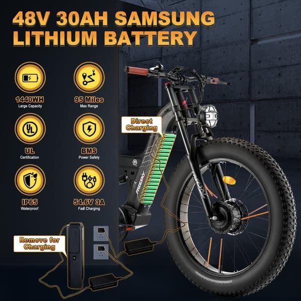 FREESKY M530 elcykel 30AH batteri, 2*1000W motor, 150km räckvidd, 60km/h hastighet, 26*4.0 tums fettdäck, hydraulisk skivbroms
