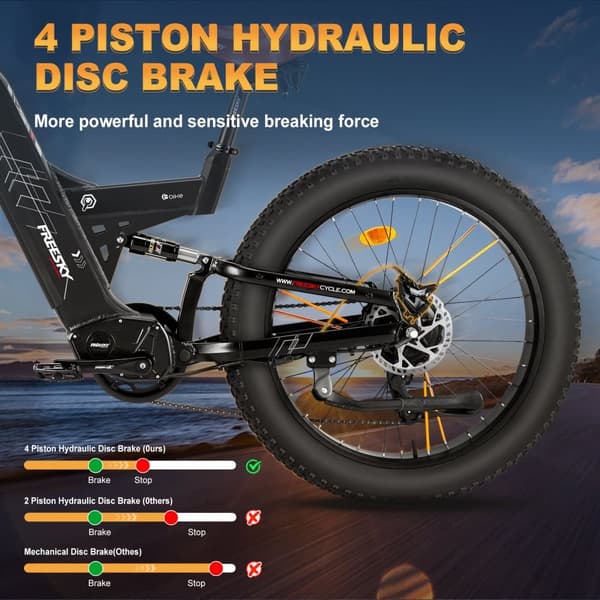FREESKY M530 elcykel 30AH batteri, 2*1000W motor, 150km räckvidd, 60km/h hastighet, 26*4.0 tums fettdäck, hydraulisk skivbroms