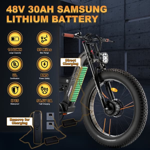 FREESKY M530 elcykel 30AH batteri, 150km räckvidd, 2*1000W motor, 60km/h hastighet, 26*4.0 tums fettdäck, hydraulisk skivbroms