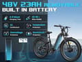 Miniatyrbild 5 av 11: FREESKY M540 elcykel 23AH batteri, 150km räckvidd, 3000W motor, 50km/h hastighet, 26*4.0 tums fettdäck, hydraulisk skivbroms